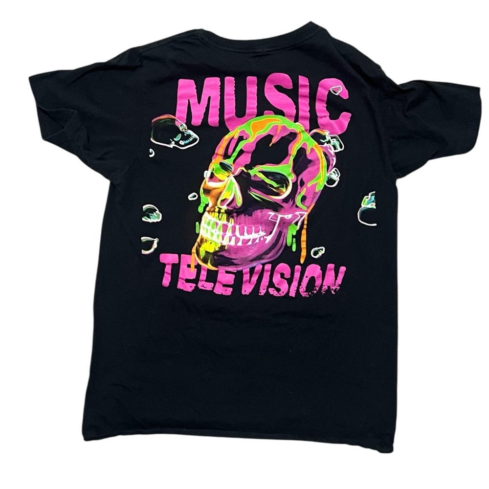 Men's MTV Black Green Skull Graphic Short Sleeve Tee S